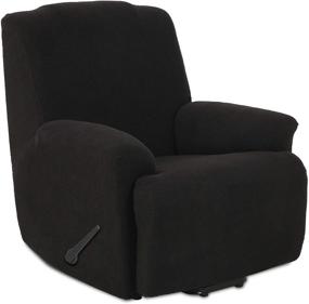 img 4 attached to 🪑 TIANSHU Stretch Recliner Chair Cover - Jacquard Fabric, Black Slipcover with Pocket - Furniture Protector for Reclining Chair