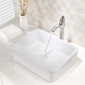 img 2 attached to Bathroom Sink and Faucet Combo - VOKIM 19-inch x 15-inch Artistic Porcelain Ceramic Vessel Sink Basin Washing Bowl Set, Cabinet Countertop Sink with Brushed Nickel Faucet, Pop-up Drain, and Water Pipe Lavatory