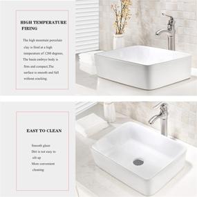 img 1 attached to Bathroom Sink and Faucet Combo - VOKIM 19-inch x 15-inch Artistic Porcelain Ceramic Vessel Sink Basin Washing Bowl Set, Cabinet Countertop Sink with Brushed Nickel Faucet, Pop-up Drain, and Water Pipe Lavatory