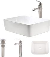 bathroom sink and faucet combo - vokim 19-inch x 15-inch artistic porcelain ceramic vessel sink basin washing bowl set, cabinet countertop sink with brushed nickel faucet, pop-up drain, and water pipe lavatory logo