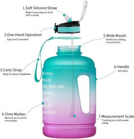 img 2 attached to 💧 BOTTLE BOTTLE Large Half Gallon/64oz Motivational Water Bottle: Straw, Handle, Time Marker – BPA Free, Leakproof Jug for Fitness, Gym, and Outdoor Activities