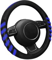 🚗 найсизи универсальная чехле для рулевого колеса из черной кожи спортивного стиля на 15 дюймов с голубой рукояткой - повысьте свои впечатления от вождения! логотип