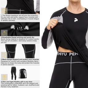 img 2 attached to Thermal Fleece-Lined Men's Compression Pants & Tactical Sports Long Sleeve Set for Fitness and Warmth