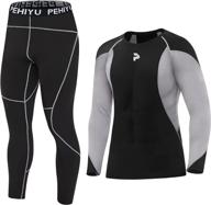 thermal fleece-lined men's compression pants & tactical sports long sleeve set for fitness and warmth логотип