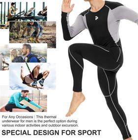 img 1 attached to Thermal Fleece-Lined Men's Compression Pants & Tactical Sports Long Sleeve Set for Fitness and Warmth