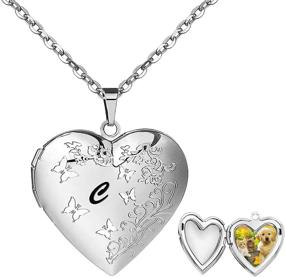 img 4 attached to 💖 Charming Heart Locket Necklace: Personalized Initial Photo Locket with Butterfly Design - Delightful Christmas Gift for Women, Girls, Kids, and Teens