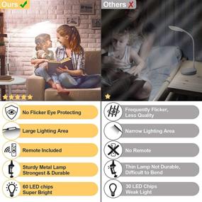 img 2 attached to 💡 White LED Desk Lamp with Clamp, Flexible Gooseneck Swing Arm Design, Remote Control, 5-Way Dimmable & 5 Color Modes for Eye-Care Office, Work, Reading - Timer, Memory - 10W Architect Lamp