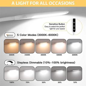 img 3 attached to 💡 White LED Desk Lamp with Clamp, Flexible Gooseneck Swing Arm Design, Remote Control, 5-Way Dimmable & 5 Color Modes for Eye-Care Office, Work, Reading - Timer, Memory - 10W Architect Lamp