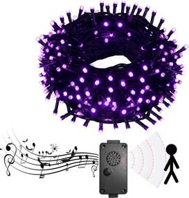 img 3 attached to Halloween Decorations: Vanthylit 81.7FT 200LED Purple Halloween String Lights with Music Sync Spooky Sounds - Ideal for Indoor and Outdoor Patio Lawn Garden