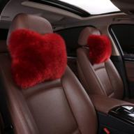 spanice car headrest pillow interior head neck cushion auto protector neck rest pillows car decor accessories (red) logo