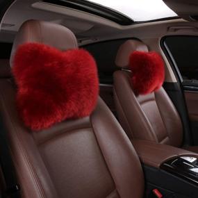 img 4 attached to SPANICE Car Headrest Pillow Interior Head Neck Cushion Auto Protector Neck Rest Pillows Car Decor Accessories (Red)