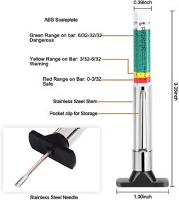 img 2 attached to 🚗Manometr GODESON для измерения давления в шинах с глубиномером протектора и 4-мя защитными колпачками на клапаны - Пружинная двухголовая шкала для измерения давления воздуха PSI (20-120) для грузовиков, автомобилей и велосипедов