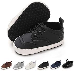 img 4 attached to 👶 BenHero Oxford Shoes for Baby Boys and Girls - Soft Sole PU Leather Moccasins for Infant Toddlers - First Walkers Crib Dress Shoes Sneakers