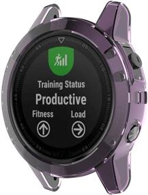 img 1 attached to 💜 Цветной силиконовый защитный чехол для смарт-часов Garmin Fenix 5 Plus - фиолетовый