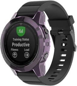 img 3 attached to 💜 Цветной силиконовый защитный чехол для смарт-часов Garmin Fenix 5 Plus - фиолетовый