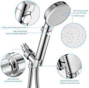 img 2 attached to High Pressure Hand-held Shower Head with ON/Off Switch - 3 Modes, Handheld Shower Head with Hose, Chrome Finish