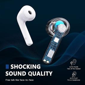 img 2 attached to 🎧 Eduwell Bluetooth Wireless Earbuds - Touch Control, IPX65 Waterproof, Bluetooth 5.1 Headphones, In-Ear for Android & iPhone - White