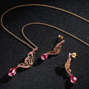 img 1 attached to Menton Ezil Women Pendant Necklace Jewelry Set: 18K Rose Gold 🎁 Plated with Crystal Earrings – The Perfect Gift for Girls, Wife, and Mom