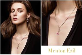 img 2 attached to Menton Ezil Women Pendant Necklace Jewelry Set: 18K Rose Gold 🎁 Plated with Crystal Earrings – The Perfect Gift for Girls, Wife, and Mom