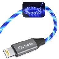 💡 outrade led lightning cable: mfi certified iphone charger with 6ft length, iphone se 11 pro max xs xr 8 7 6s 6 5 compatibility - blue logo