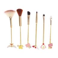 6pcs beautiful warrior makeup brushes kit for girls and women - foundation blending, blush, eyeshadow, face powder, eyeliner, sailor moon brush makeup magic wand - soft brushes make up tools logo