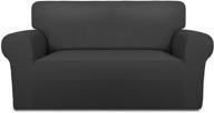 🛋️ dark gray spandex non slip sofa slipcover - stretchy and washable furniture protector with non skid foam and elastic bottom for kids and pets logo