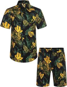 img 3 attached to Hawaiian Floral Casual Men's Summer Clothing by COOFANDY