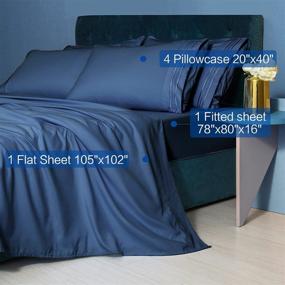 img 1 attached to 🛏️ Luxurious LIANLAM King Size Sheet Set - 6 Piece Bed Sheets with 1800 Thread Count Microfiber - Navy Blue King Sheets - Wrinkle Free & Breathable - Deep Pocket & Super Soft