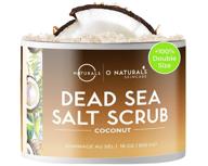 o naturals exfoliating coconut oil dead sea salt scrub - deep cleansing for face & body, anti-cellulite, oily skin solutions, acne & ingrown hair remedy, dead skin remover. enriched with essential oils & sweet almond - 18oz logo