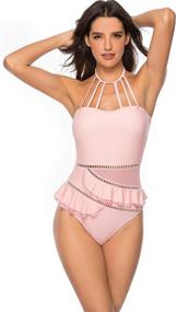 img 3 attached to 👙 Stylish Keyhole Swimsuit with Flounce - Perfect Women's Clothing and Swimwear Ensemble