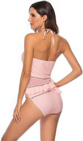 img 1 attached to 👙 Stylish Keyhole Swimsuit with Flounce - Perfect Women's Clothing and Swimwear Ensemble