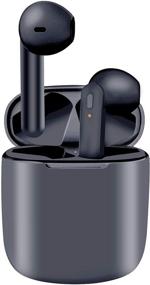 img 4 attached to 🎧 Hntmao водонепроницаемые Bluetooth наушники IPX7, истинно беспроводные наушники, 30 часов циклическое время проигрывания с зарядным кейсом и микрофоном для iPhone Android, серый - Идеальные внутриканальные стереонаушники для спорта