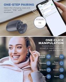 img 1 attached to 🎧 Hntmao водонепроницаемые Bluetooth наушники IPX7, истинно беспроводные наушники, 30 часов циклическое время проигрывания с зарядным кейсом и микрофоном для iPhone Android, серый - Идеальные внутриканальные стереонаушники для спорта