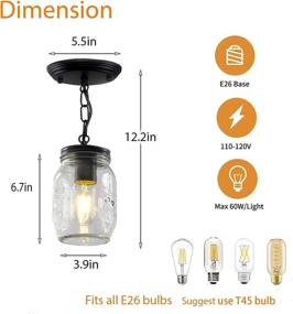 img 1 attached to 🔦 LIGHXSDZ Mason Jar Light Fixture: 1-Light Semi Flush Mount Ceiling Lamp, Industrial Vintage Farmhouse Lighting for Kitchen Island, Barn, Hallway, Pantry