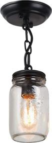 img 4 attached to 🔦 LIGHXSDZ Mason Jar Light Fixture: 1-Light Semi Flush Mount Ceiling Lamp, Industrial Vintage Farmhouse Lighting for Kitchen Island, Barn, Hallway, Pantry