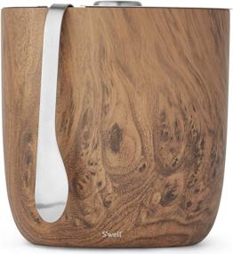 img 4 attached to 🧊 S'well Teakwood Ice Bucket with Tongs - 68oz Capacity - Triple-Layered Vacuum-Insulated, Long-Lasting Ice Cooler - BPA-Free Barware Accessory