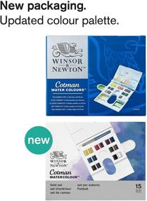 img 3 attached to 🎨 Набор акварельных красок Winsor & Newton Cotman: сжатый компактный набор из 14 половинных панелей для художников.