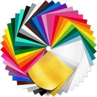 🎨 pack of 45 12x12 permanent adhesive backed vinyl for cricut, craft vinyl cutters and more | assorted 40 glossy, matte, metallic, and brushed colors - top cricut materials logo