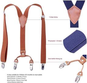 img 3 attached to Stylish and Sturdy: Adjustable Elastic Suspenders with 4 Strong Clips for Kids, Men, and Boys