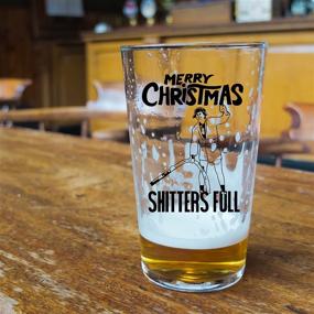 img 1 attached to 🎄 Christmas Vacation Funny Mug - Shitters Full Beer Glass for Men and Women - 16oz Pint Glass