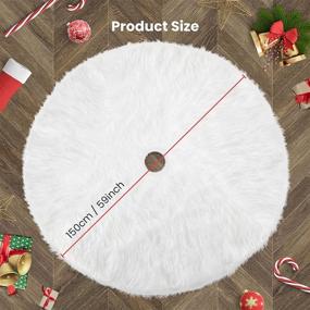 img 1 attached to 🎄 Snowy White Faux Fur Christmas Tree Skirt - 59 Inch Plush Xmas Tree Mat for Winter Decor, Holiday Party Decorations