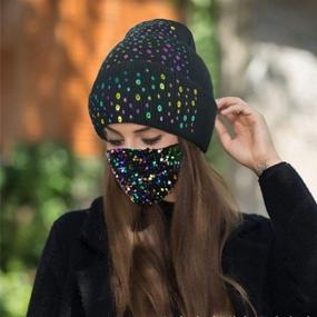 img 2 attached to Womens Knitted Sequins Skullies Slouchy