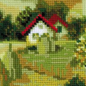 img 1 attached to RIOLIS 1569 - Serbian Landscape - Cross Stitch Kit 15¾&#34; x 15¾&#34; Zweigart 10 ct. White AIDA Fabric 28 Colors