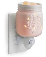 🕯️ pluggable fragrance warmer by candle warmers etc - mason jar white porcelain - decorative plug-in for warming scented candle wax melts, tarts, and fragrance oils logo