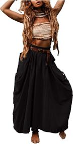 img 4 attached to 🌸 Thaluta Women's Maxi Boho Skirt: Stylish Pockets, Organic Cotton, Hippie Gypsy Chic
