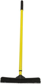 img 4 attached to FURemover Broom: Pet Hair Removal Tool with Squeegee & Telescopic Handle, Extends 3-5 Feet - Black & Yellow