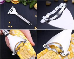 img 1 attached to 🌽 Efficient Deluxe Corn Stripper: Ultimate Corn Cob Peeler and Kerneler with Stainless Steel Blades and Hand Protector