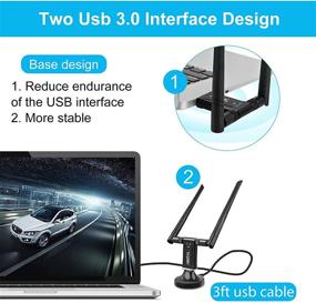 img 1 attached to 🔌 Aigital USB Wi-Fi адаптер: 1200Mbps двухдиапазонный MU-MIMO донгл с подставкой на USB3.0, антеннами 5dBi и кабелем-удлинителем - идеальный для настольных ПК на Windows/Mac.