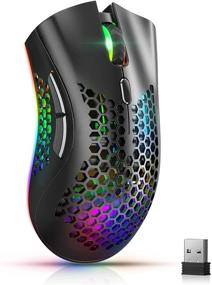 img 4 attached to 🖱️ Premium Gaming Mouse: Rechargeable Wireless USB Mouse with RGB Chroma Backlight, Honeycomb Shell, and Ergonomic Comfort Grip for PC/Laptop Gaming