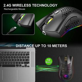 img 3 attached to 🖱️ Premium Gaming Mouse: Rechargeable Wireless USB Mouse with RGB Chroma Backlight, Honeycomb Shell, and Ergonomic Comfort Grip for PC/Laptop Gaming
